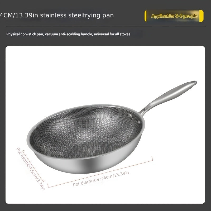 Stainless Steel Wok Non-Stick Coating High-Temperature Rust-Resistant for Stir-Frying
