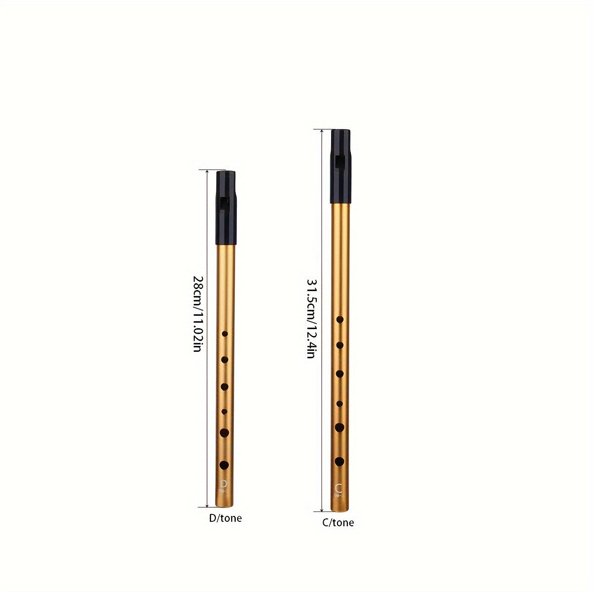 Kattalar uchun professional to'g'ri flüt, oltin alyuminiy qotishmasidan, boshlovchilar uchun, oltita teshik bilan