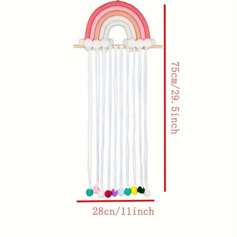 Kids Girls Hair Bow Organizer Fabric Rainbow Boho Chic Nursery Decor