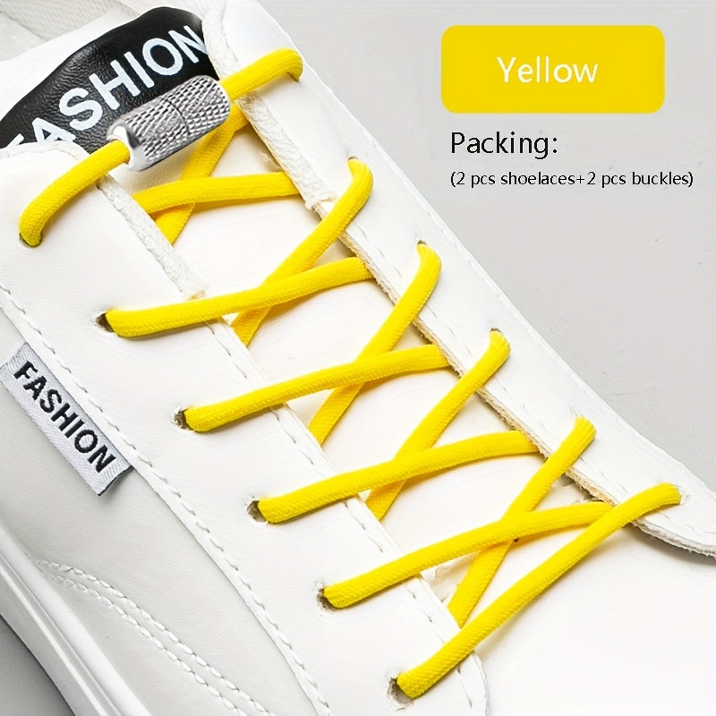 Unisex Elastic No-Tie Shoelaces Round Tapered Durable Acetate Cord