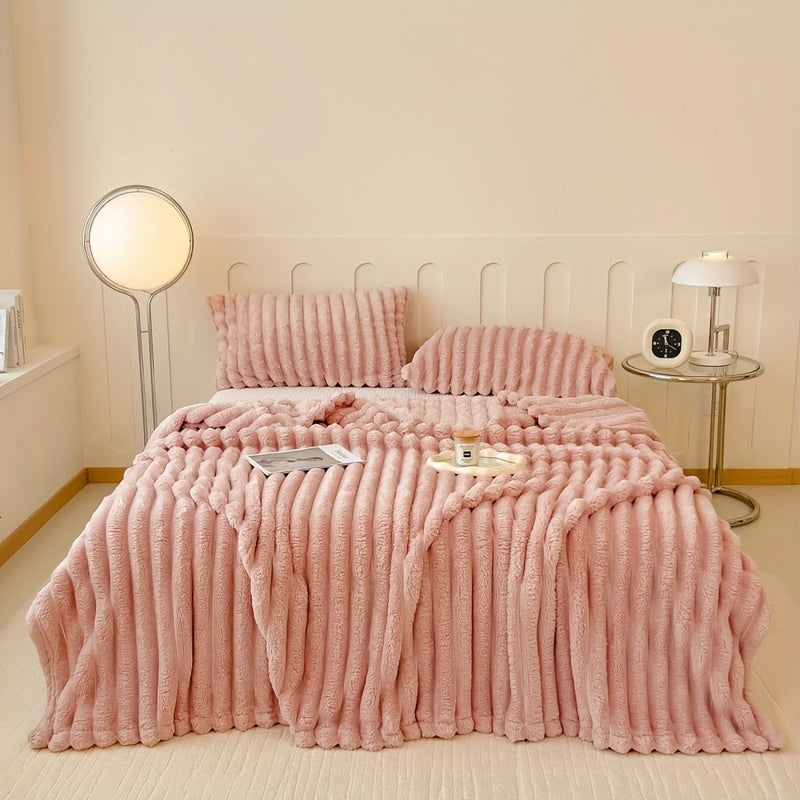 Manta de pelo sintético de conejo suave y acogedora para todas las estaciones, para sofá, cama, viajes, regalo