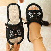 Women's Cat Slippers Open-Toe Pink Cushioned Indoor Outdoor Shoes