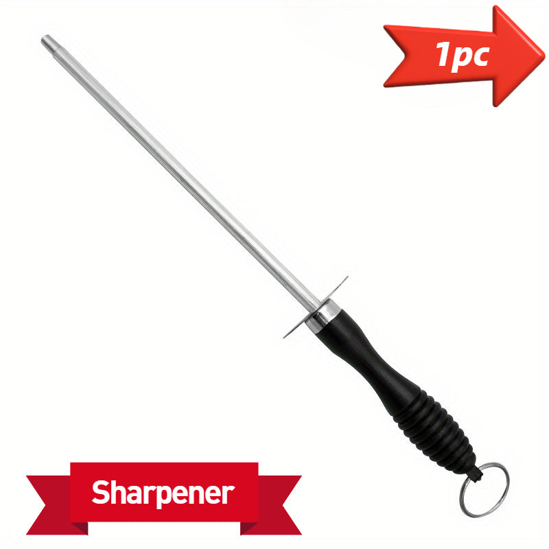 Kuchli oshxona, restoran va mehmonxonalarda professional pichoqni silliqlash uchun olmos qoplangan honing po'lat. Bardoshli dizayn, tezki qirralarni tiklash va yopishmaydigan tutqich bilan.