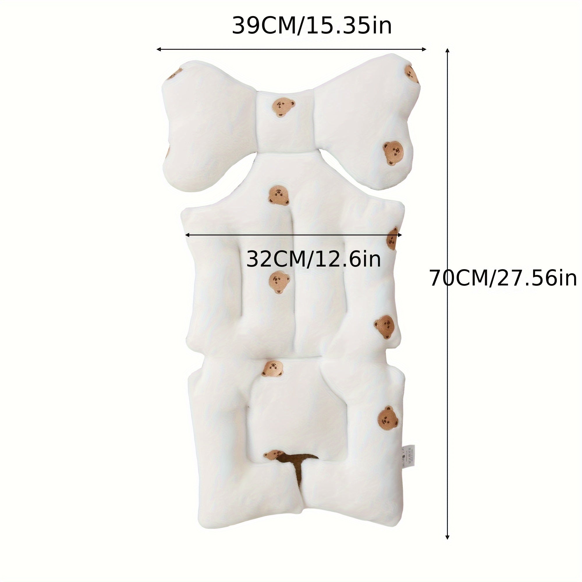 Almohadilla para cochecito de bebé con patrón de oso de peluche, bordada, acolchado grueso, suave y cálido