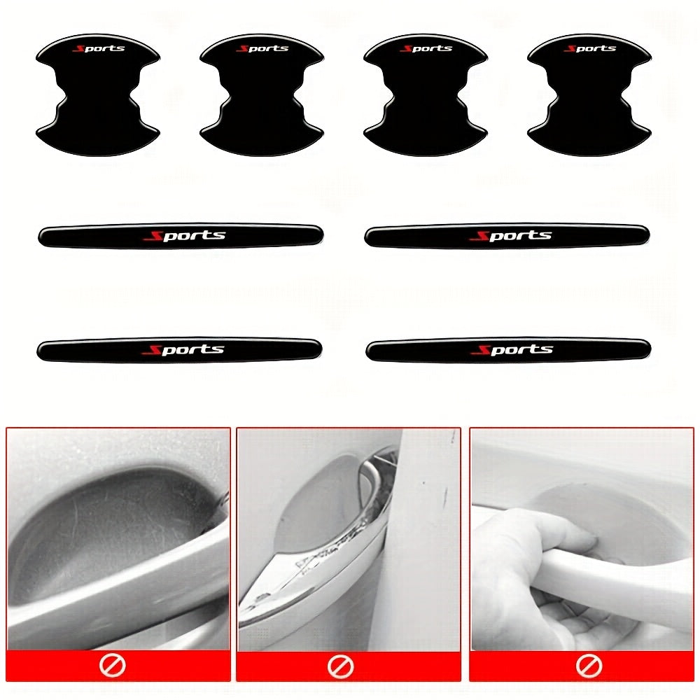 8pcs Car Door Handle Protector Set Durable ABS Anti-Scratch Stickers