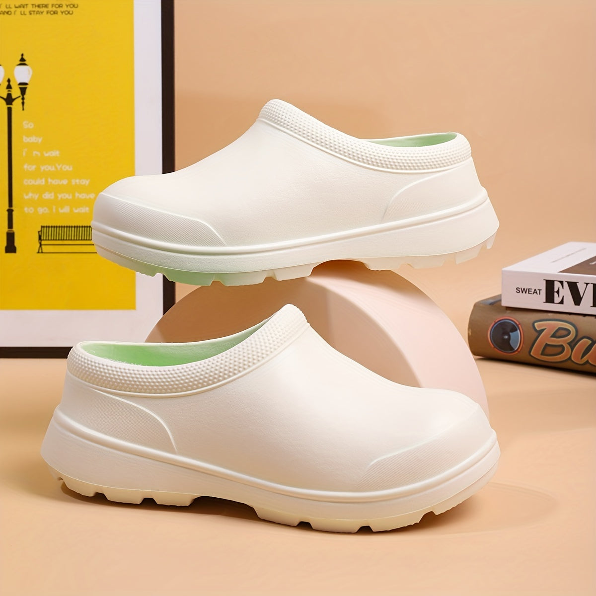 Women's EVA Chef Shoes Non-Slip Comfort Nursing Footwear Black White