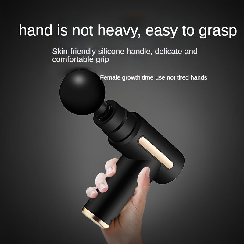 Portable Fascia Massage Gun with Rechargeable 1200mAh Battery, 4 Heads, LED Touch Screen