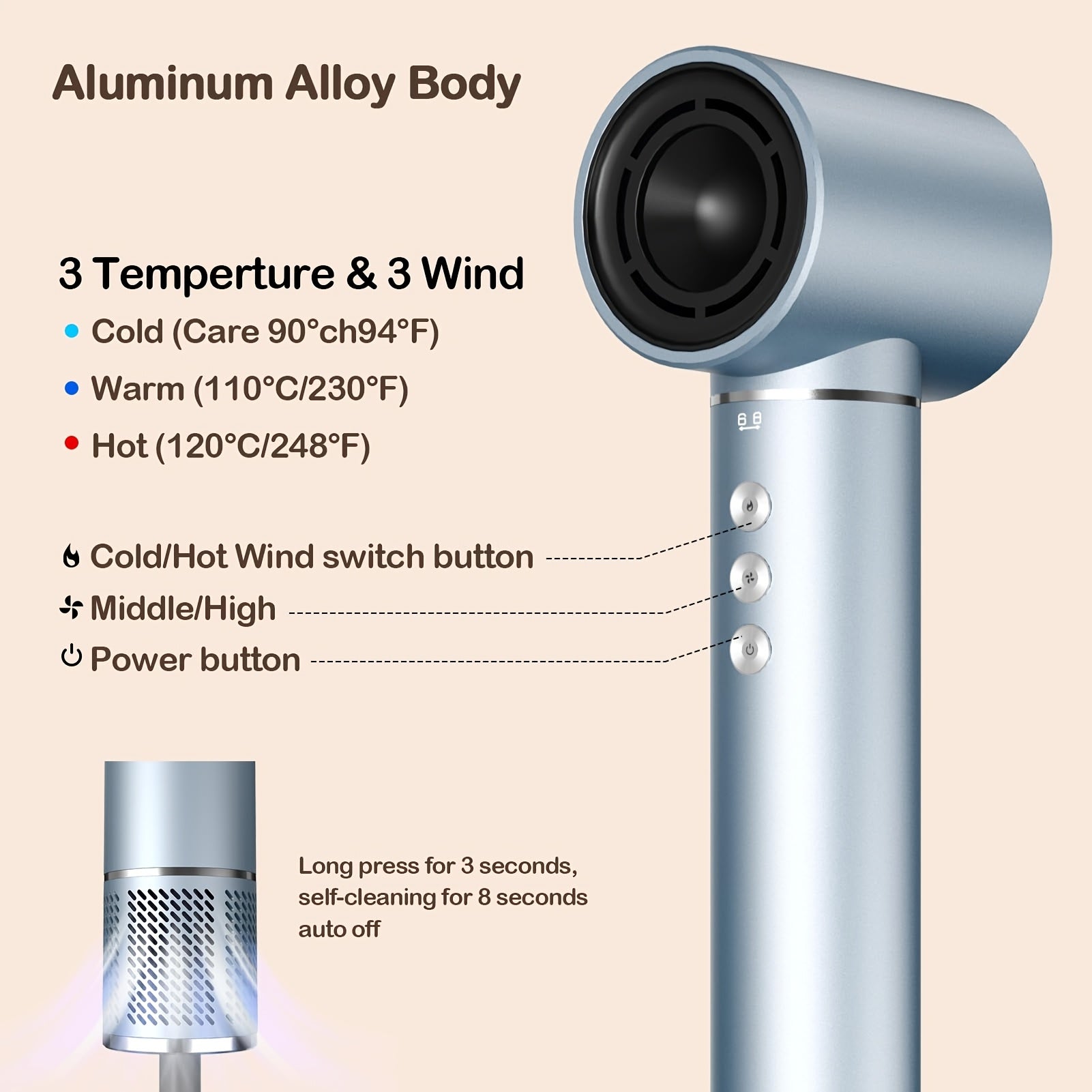 Secador de pelo con sistema de peinado de aire caliente de alta velocidad 5 en 1, 13000 RPM, cepillo de aire caliente, rizador, plancha, peine, volumizador