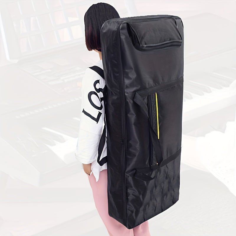 10mm Oxford Nylon Keyboard Bag with Full Cover, Padded Shoulder Straps, Zippered Pockets, Reflective Strips Black