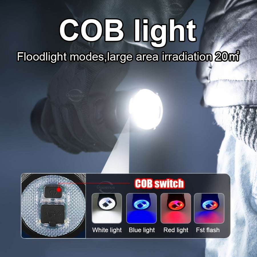30W Rechargeable LED Handheld Flashlight with 5 Modes SOS Function and 2600mAh Battery