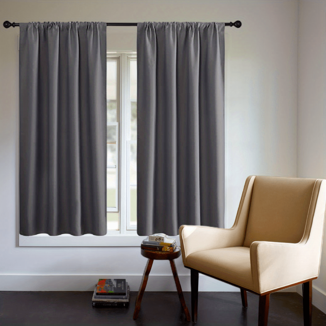 Blackout Curtain Panel Thick Rod Pocket Light Blocking Insulation Bedroom 200g