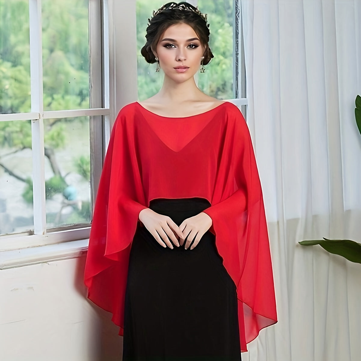 Solid Color Chiffon Cape for Wedding Dresses and Everyday Fashion Lightweight Hand Washable
