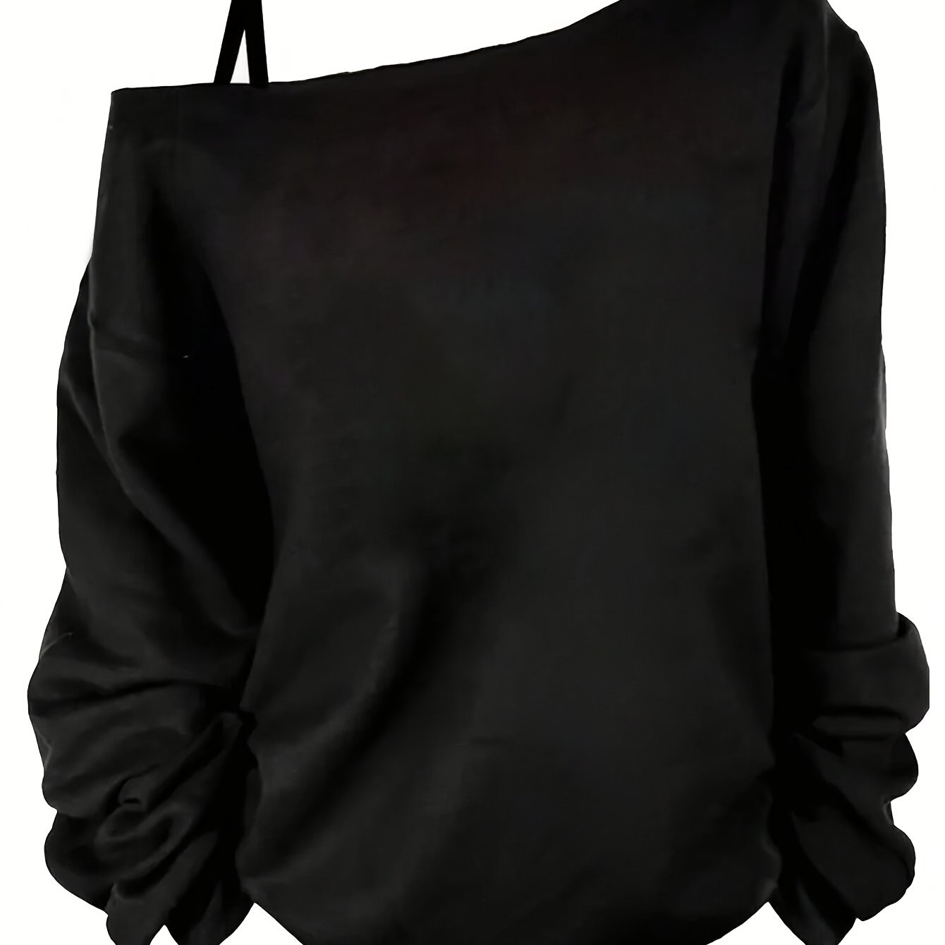 Women's Plus Size One-Shoulder Top Elegant Solid Knit Polyester Medium Stretch All-Season