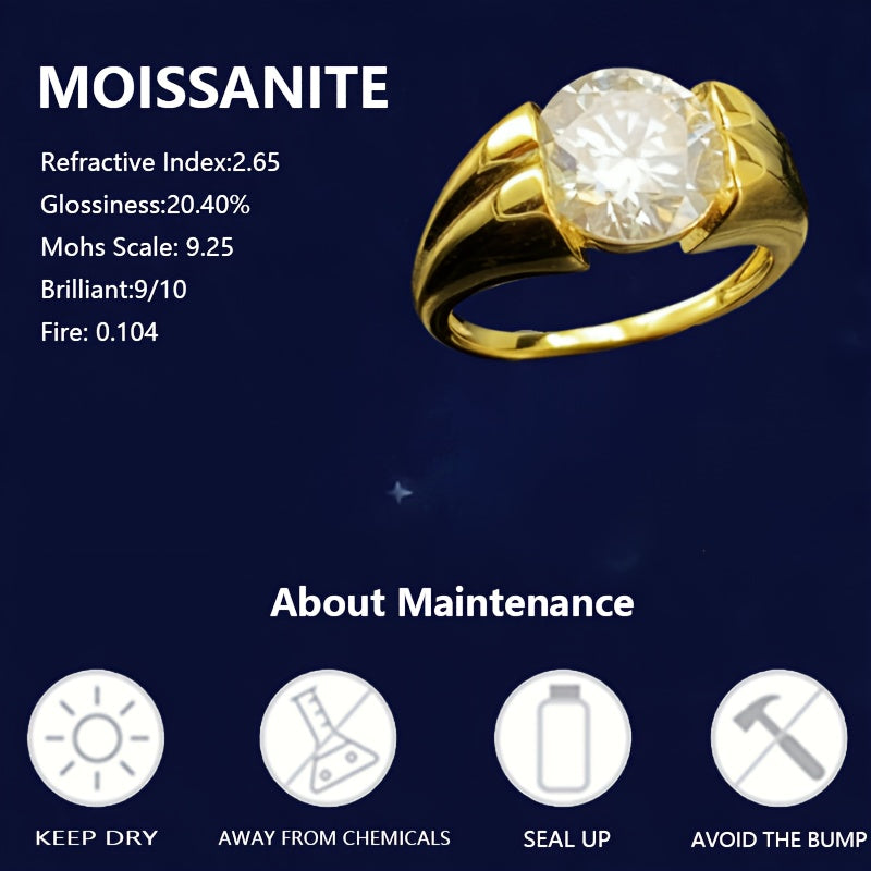 Vintage Silver Moissanite Engagement Ring 3 Carat Wedding Jewelry Gift Box