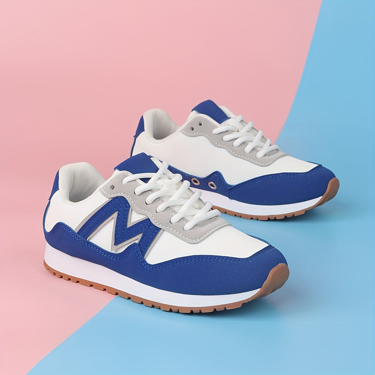 Kids Boys Girls Sneakers Low Top Lace-up Sports Shoes Blue Green Silver PU Lightweight Comfortable