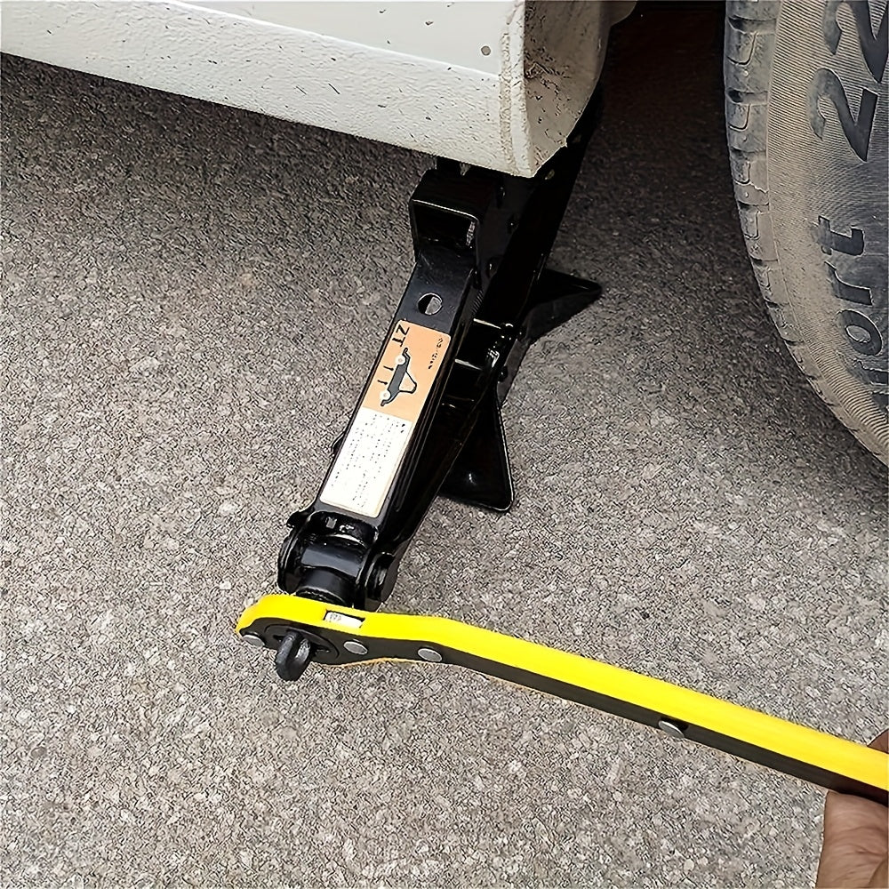 Heavy-Duty Steel Car Jack Ratchet Wrench Tire Repair Tool with 360° Rotation