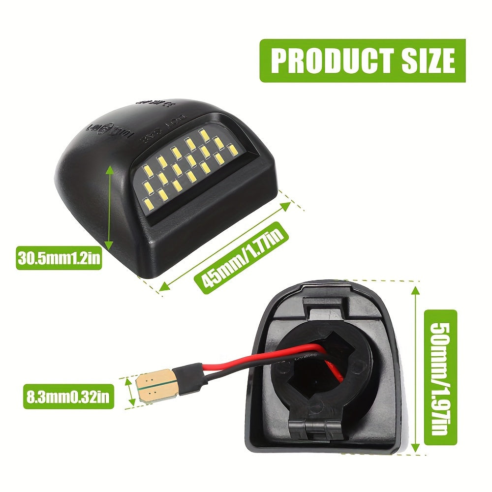 2шт. комплект светодиодных ламп для номерного знака для грузовика и внедорожника, белый 6000K, легкая установка