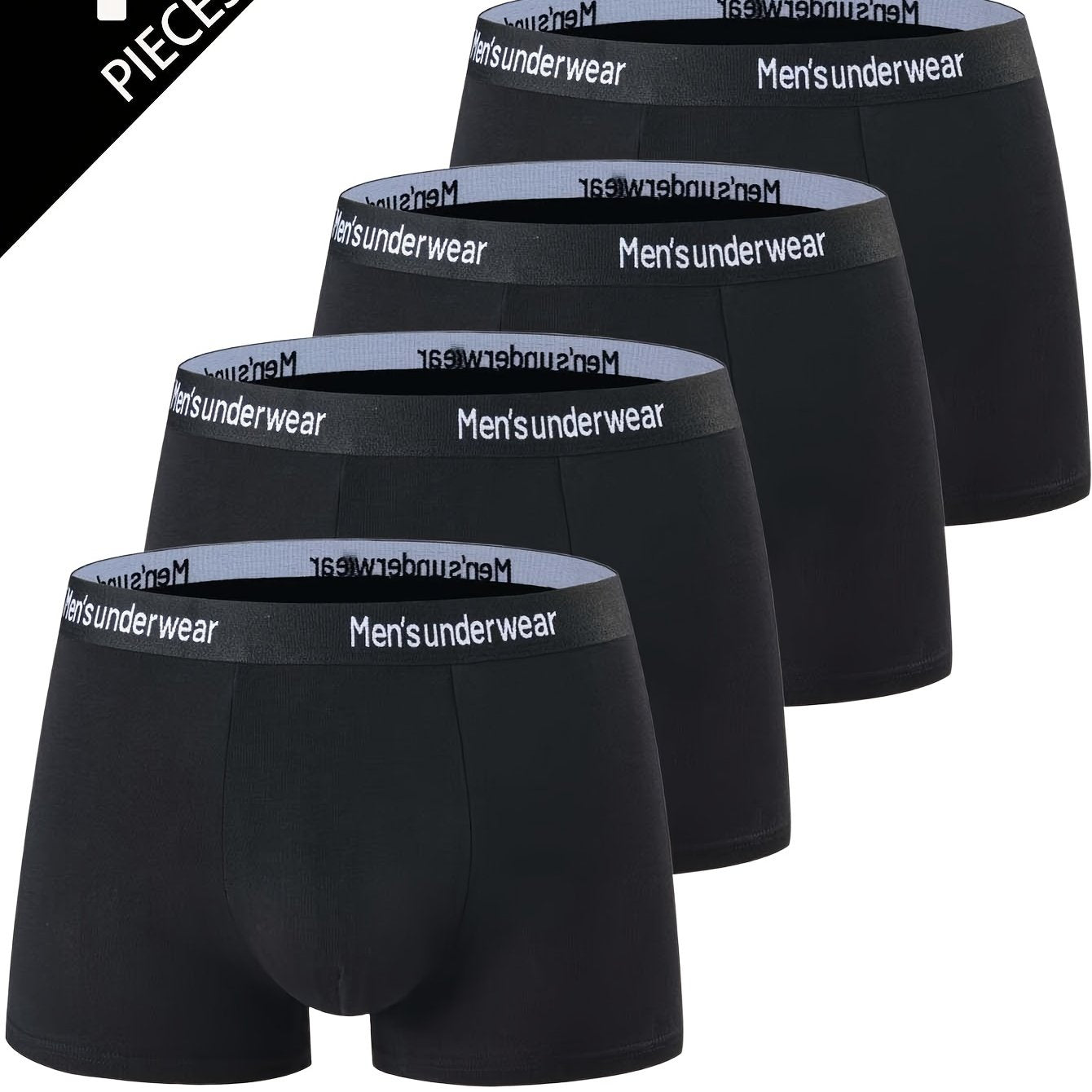 4-Pack Men's Cotton Underwear Shorts Breathable Elastic Waistband Casual Shortie