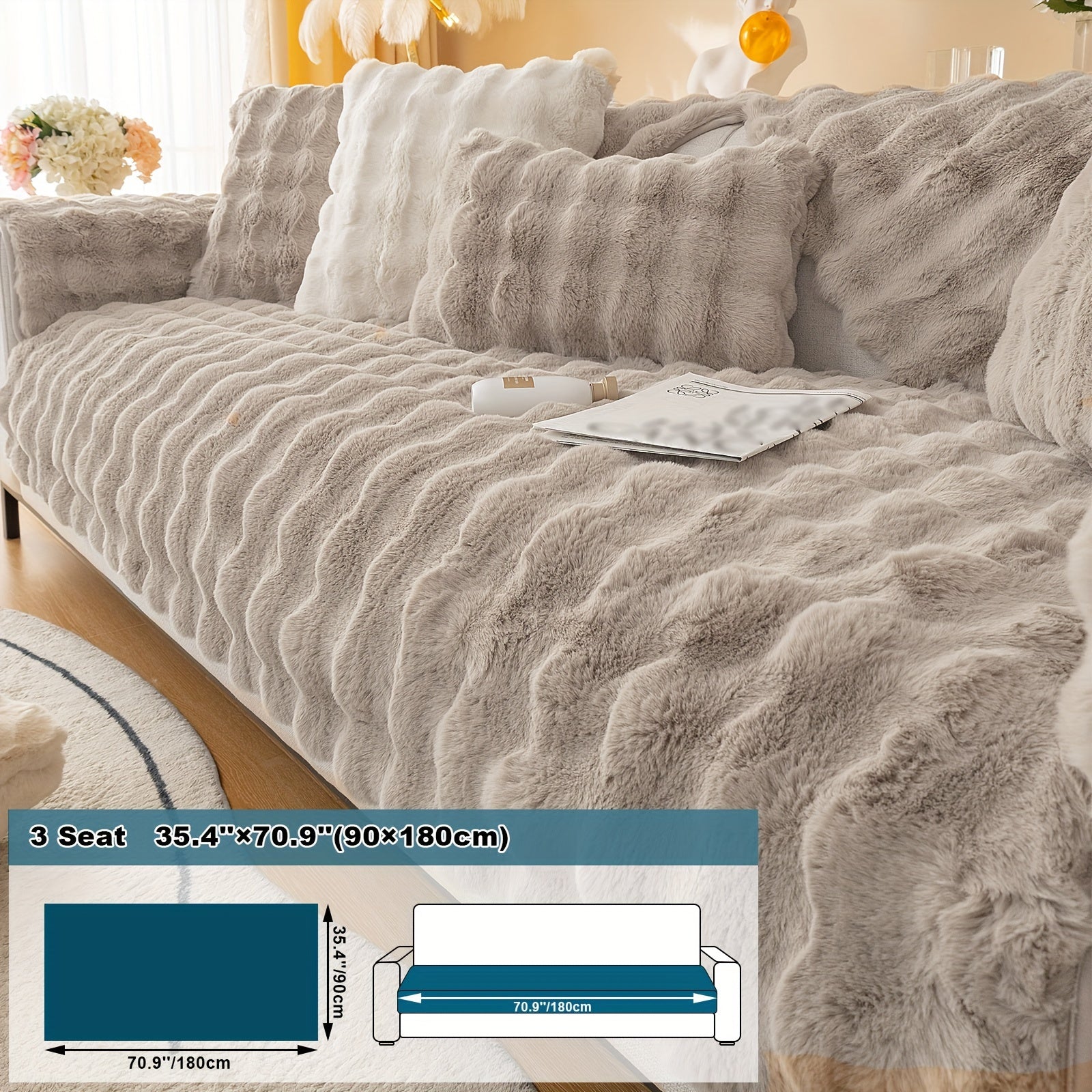 Имитация кролика плюшевая подушка-диван для домашних животных, дружелюбная к собакам с нескользящим чехлом для защиты мебели и декора в спальне, офисе или гостиной.