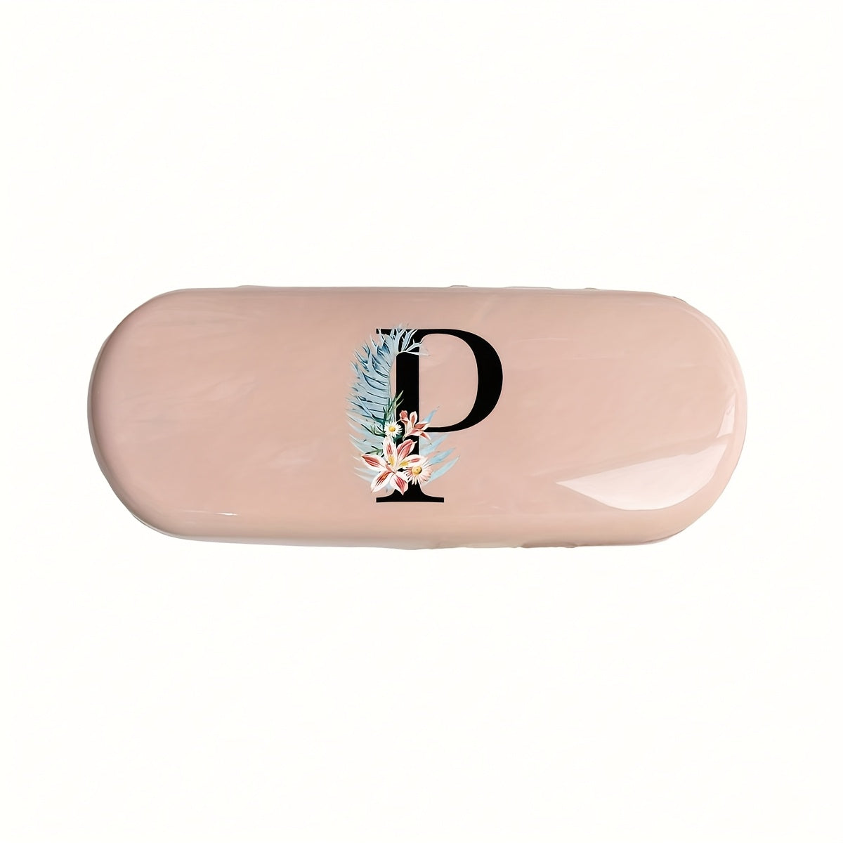 Pink Floral Monogram Glasses Case Waterproof Dustproof Compact Plastic Storage Box for Men and Women