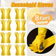8 Pairs Waterproof Latex Gloves with Non-Slip PVC for Kitchen and Household Tasks