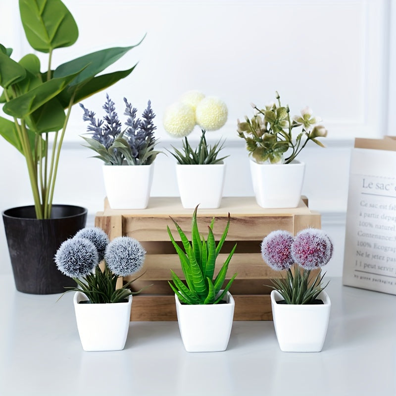 Set of 6 Artificial Plants for Indoor Decoration Nordic Style Office Desk Ornament