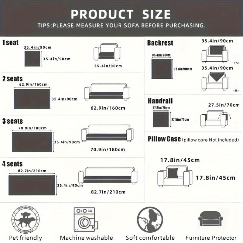 Water-Resistant Non-Slip Velvet Sofa Cover for Armchairs, Loveseats, and Sectionals