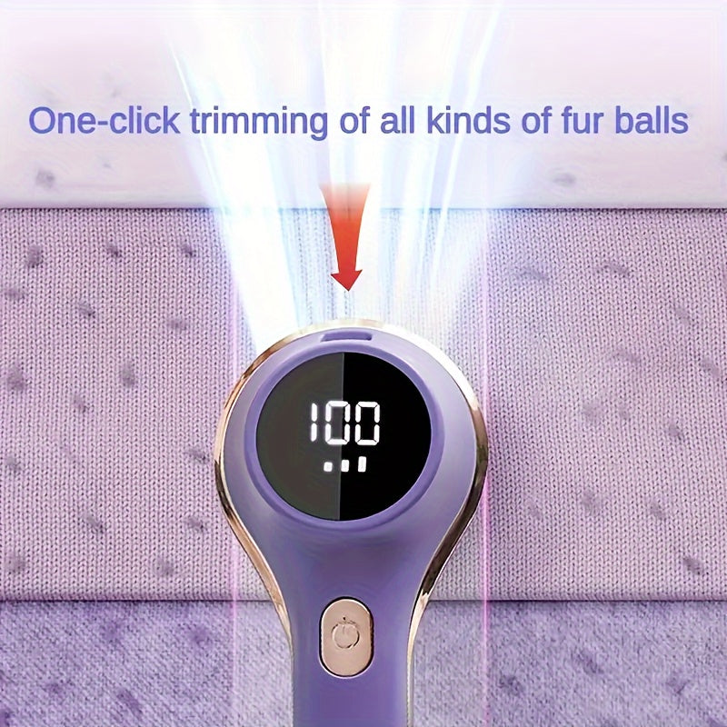 USB Rechargeable Fabric Shaver with LED Display for Removing Lint and Fuzz from Clothes Bedding Furniture and Carpet
