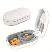 Travel-Size 2-in-1 Pill Cutter and Box Silicone Steel Portable Medication Splitter
