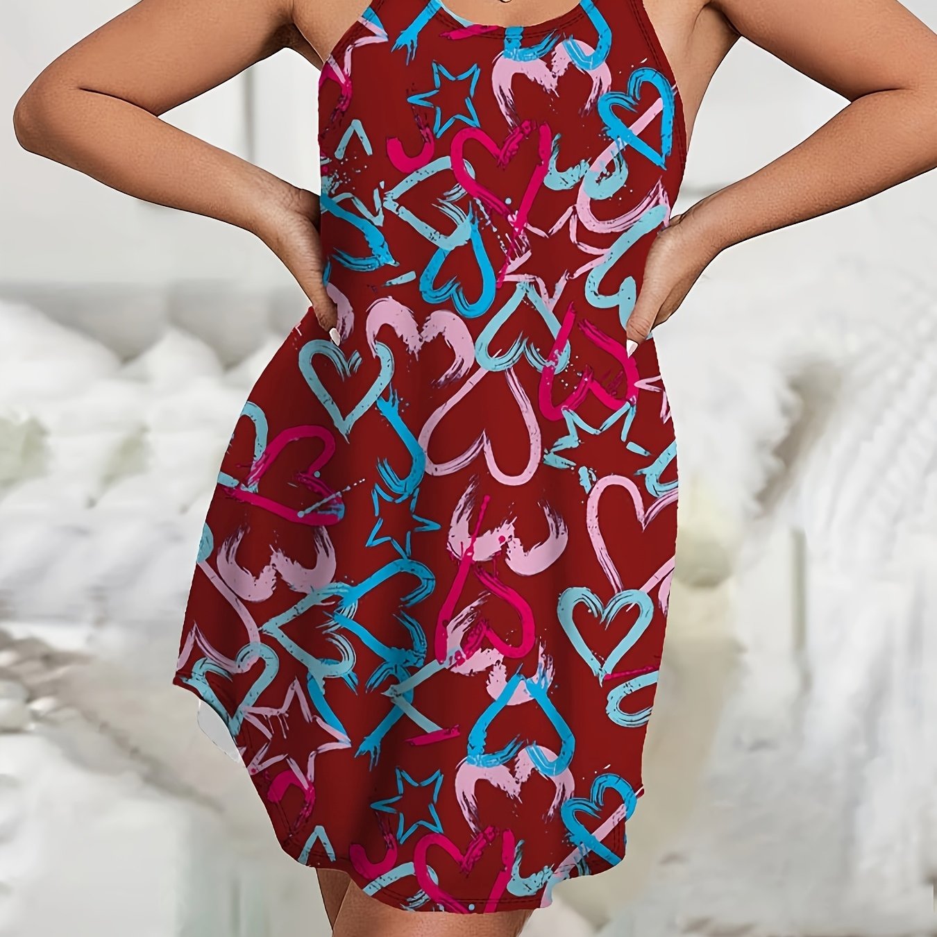 Women's Plus Size Night Dress Polyester Knit All-Season Comfortable Lounge Wear