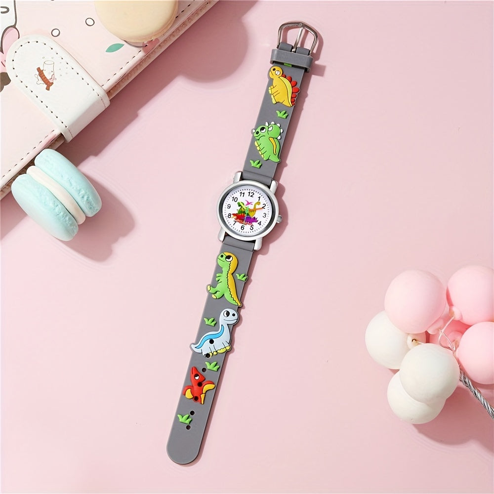 Kids' Dinosaur Quartz Watch for Children with Silicone Band and Colorful Design