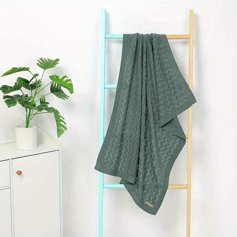 Детское мягкое вязаное одеяло для кормления и обнимания в ярко-розовом и хаки