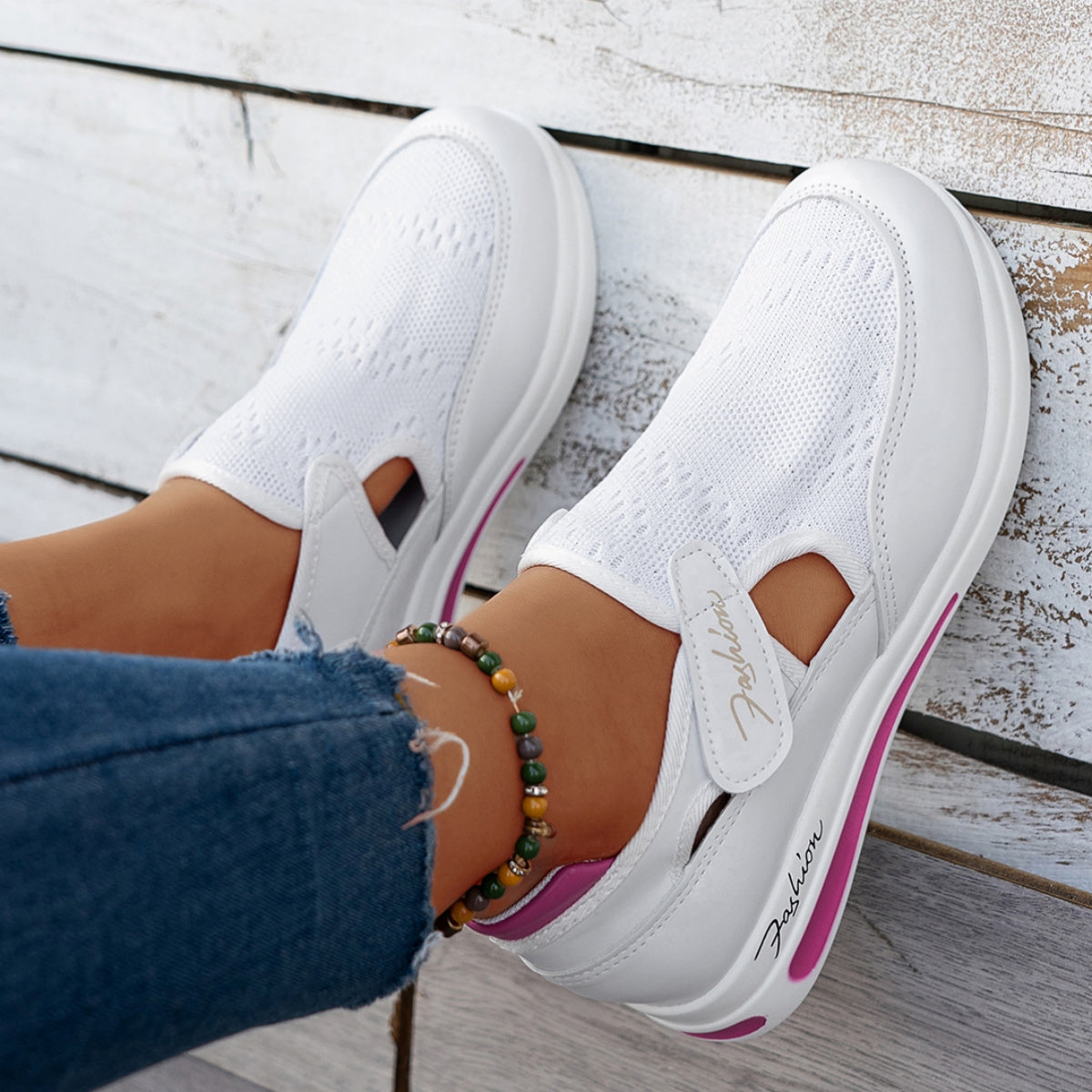 Women's Casual Mesh Sneakers with Supportive PU Sole in Red