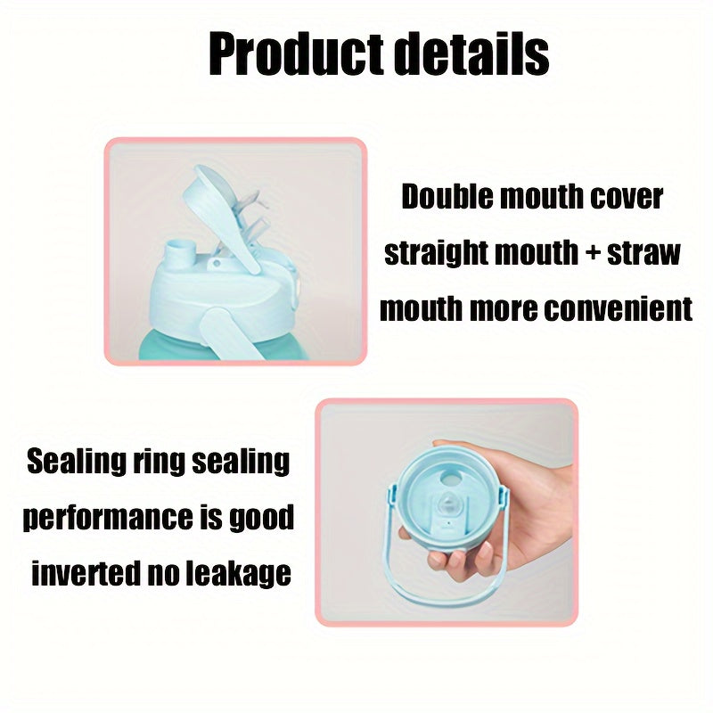 Set of 3 Sports Water Bottles with Time Marker Leakproof One-Click Open Lid for Fitness and Outdoor Activities