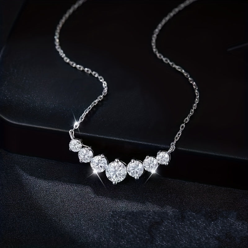 Moissanite Silver Necklace for Wedding Engagement Anniversary Gift