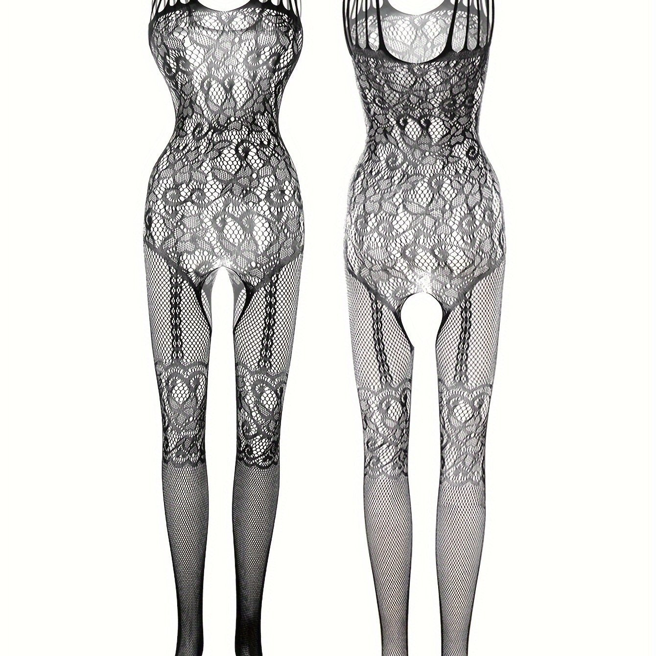 Kattalar uchun ichki kiyimlar to'plami, bodysuit, garter straplar va fishnet paypoq bilan