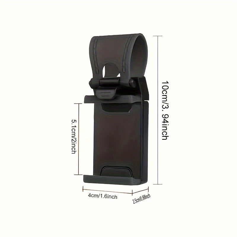 Universal Car Phone Holder with Plastic Steering Wheel Mount and Bike Clip Support