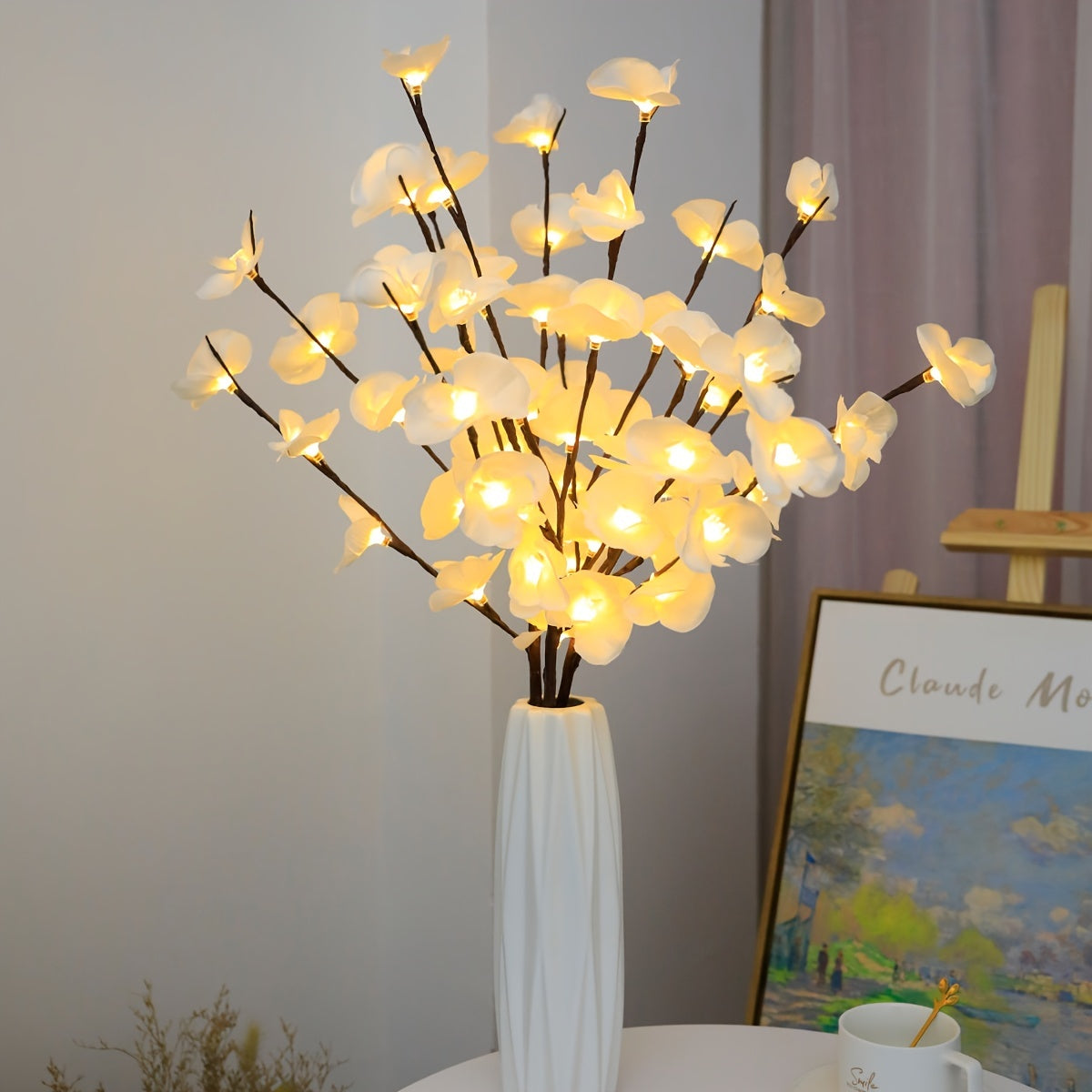 White LED Phalaenopsis Tree Light Battery-Operated Indoor Decor
