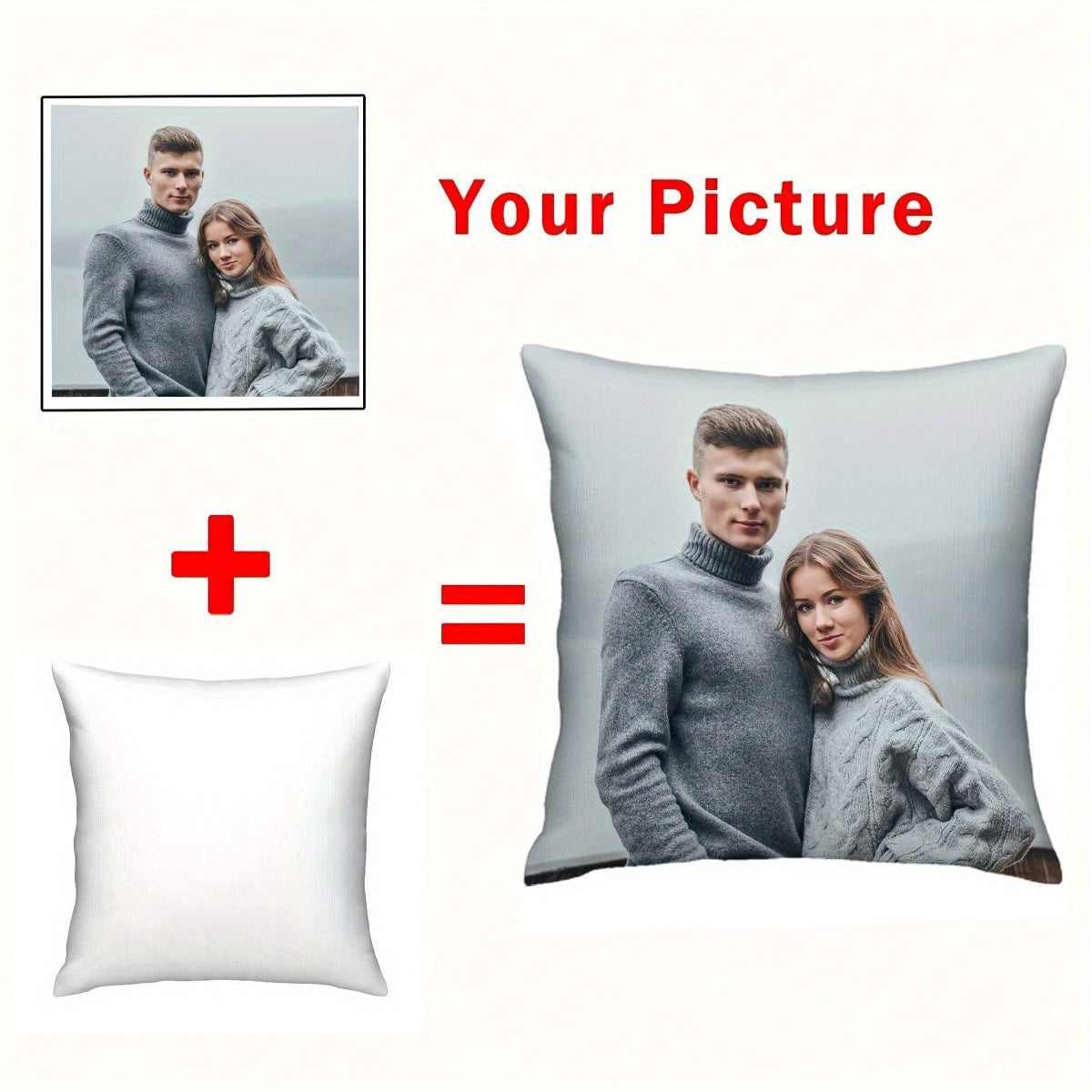 Personalized Photo Cushion Cover 45.72x45.72 cm Woven Polyester Selfie Pillowcase Gift