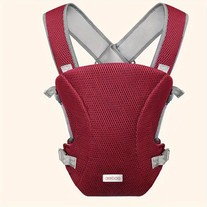 All-Season Baby Waist Stool Carrier for Kids in Deep Gray Red Navy