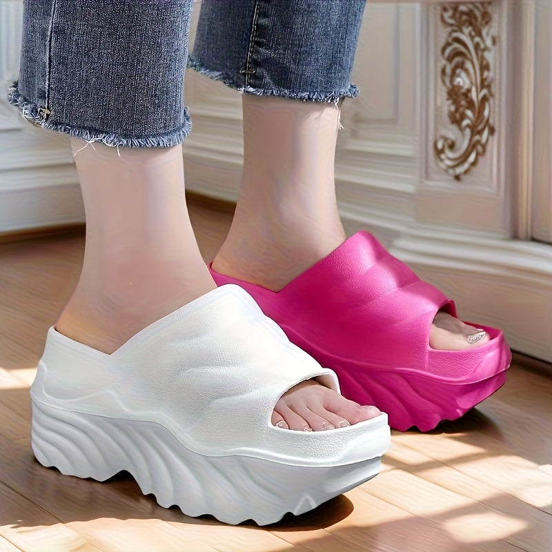 Women EVA Platform Shoes Thick Cushioned Heel Non-Slip Peep Toe Light Purple White