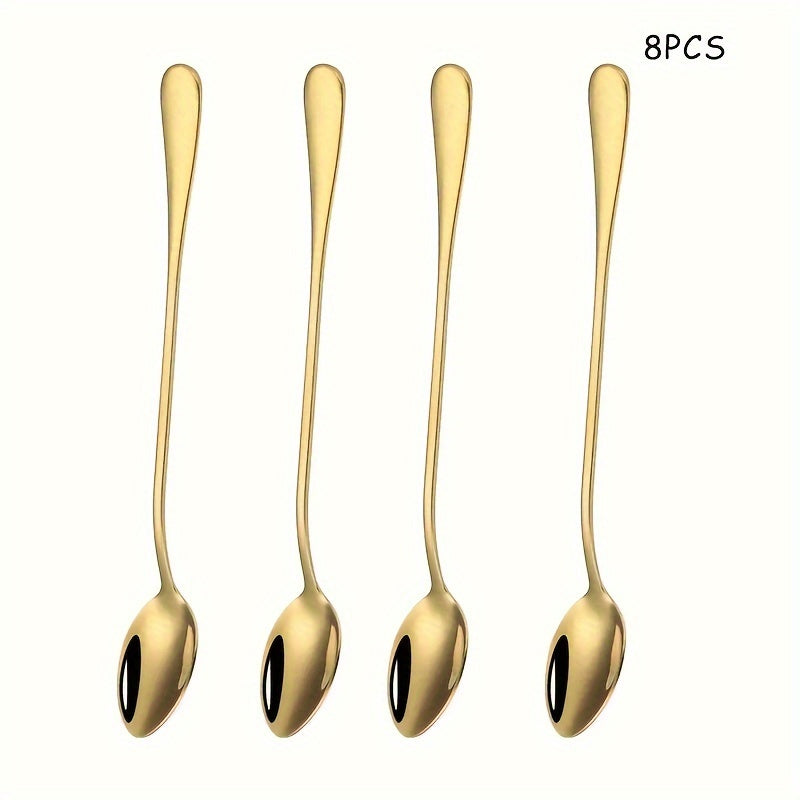 Stainless Steel Long-Handled Spoon for Coffee Tea Ice Cream Stirring 2/4 Pack