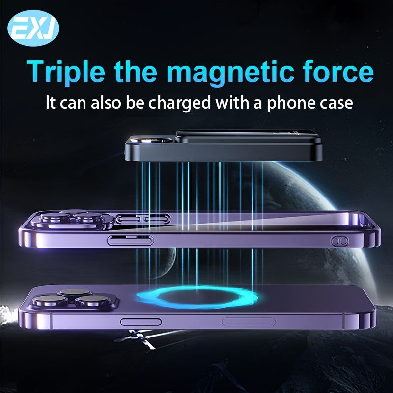 EXJ PD 22.5W Магнитный Повербанк, 10000mAh Беспроводное Портативное Зарядное Устройство с USB-C Кабелем, LED Дисплей, Mag-Safe Батарея для iPhone 12 и новее, с быстрой зарядкой.
