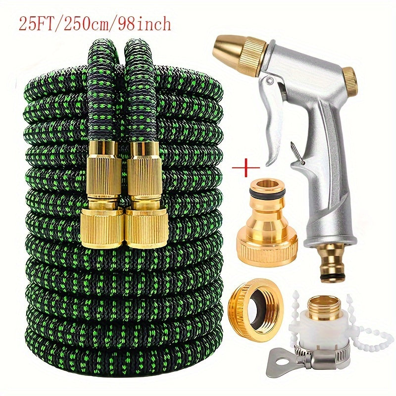 Раздвижной резиновый садовый шланг с водяной пушкой высокого давления для двора и газона