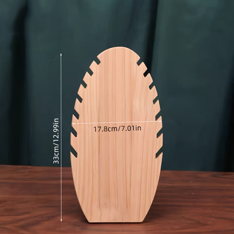 Khaki Wood Jewelry Stand with Flame Pattern for Necklaces Bracelets Watches