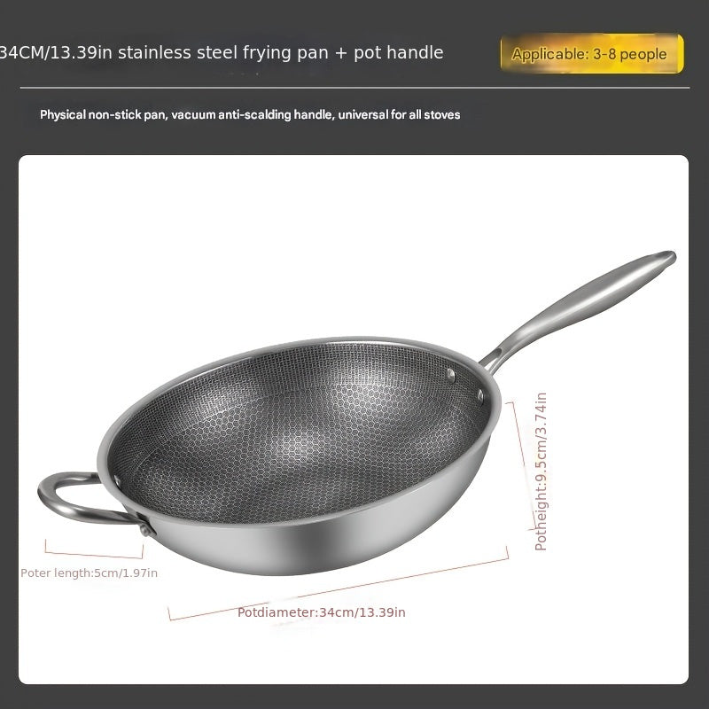 Stainless Steel Wok Non-Stick Coating High-Temperature Rust-Resistant for Stir-Frying