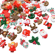 Christmas Resin Ornament Set with Santa Snowman Tree Bell Miniatures for Crafting and DIY Projects