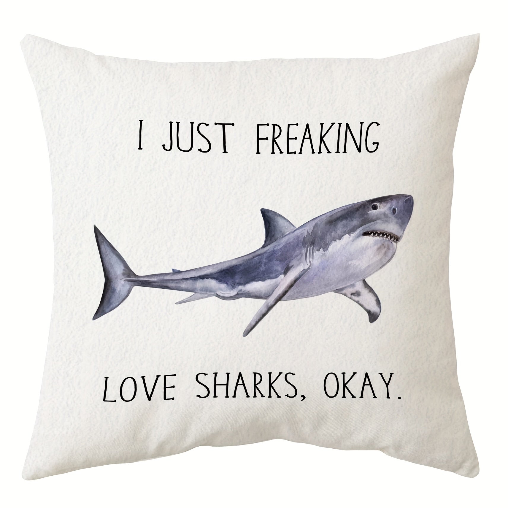 Shark Themed Pillowcase 45.72cm Square Coastal Decor Throw Pillow Cover