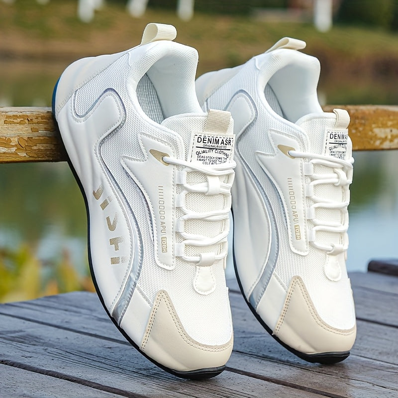 Men's Breathable Mesh Sneakers with PVC Sole and Lace-Up Closure for Casual and Running