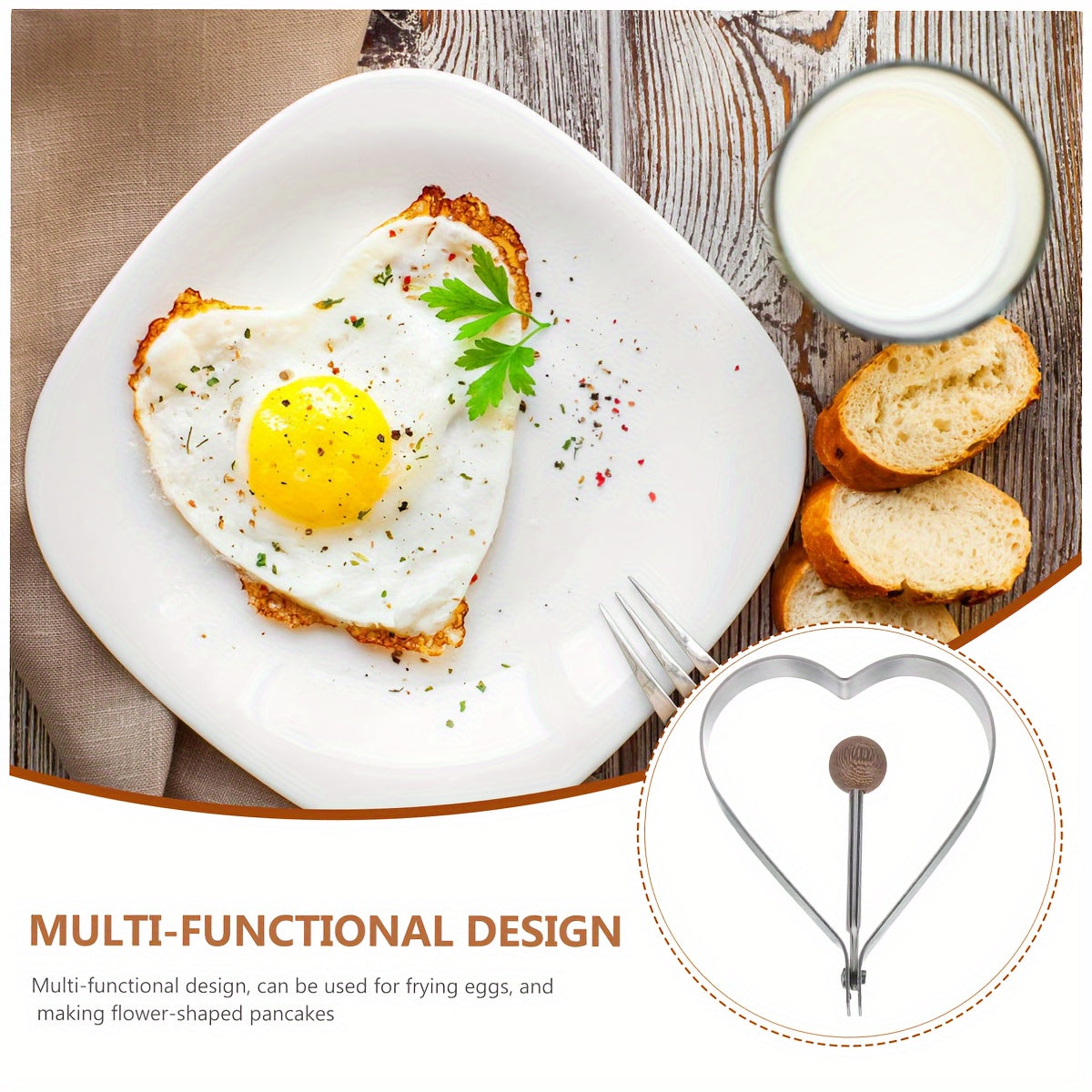 Stainless Steel Egg Rings Set with Heart and Star Shapes for Frying Eggs and Pancakes